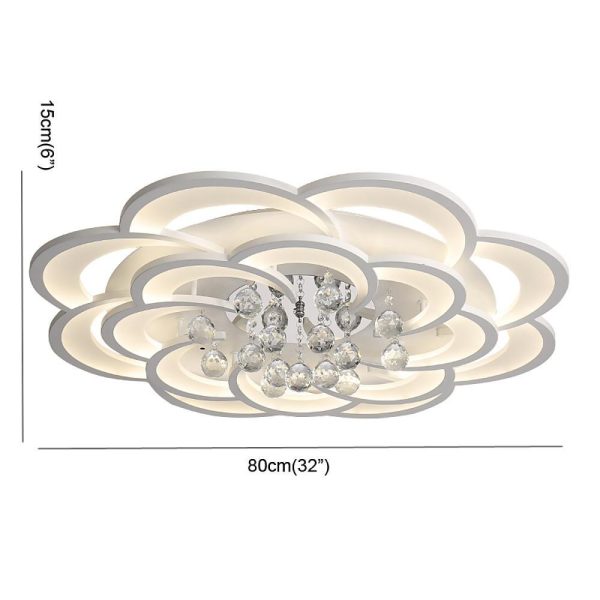 Modern Floral Acrylic LED Flush Mount Ceiling Light with Elegant Crystal Teardrops - Image 10