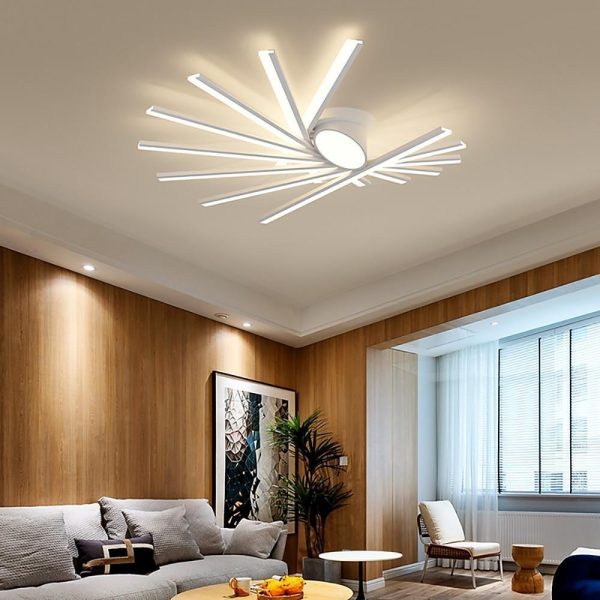 Creative Linear Oval Sticks LED White Modern Flush Mount Ceiling Light - Image 4