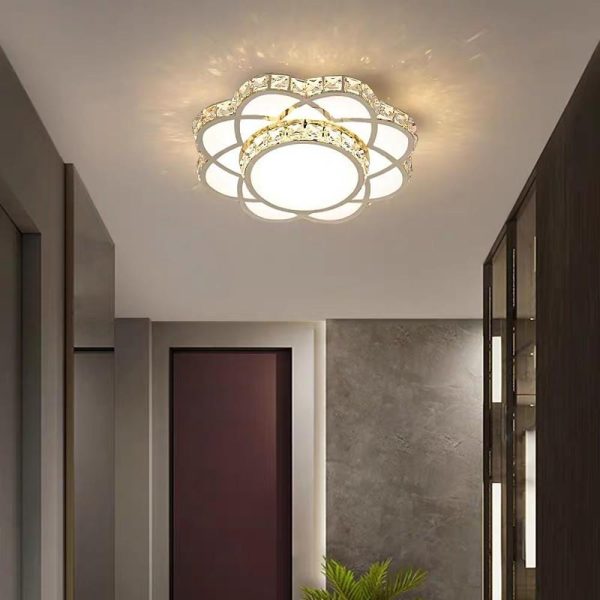 Flower Effect Metal Crystal LED Flush Mount Ceiling Light for Hallway Entryway Lighting - Image 6