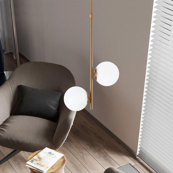 2 Lights Ball-shaped Electroplated Glass Metal LED Modern Pendant Lights - Image 2