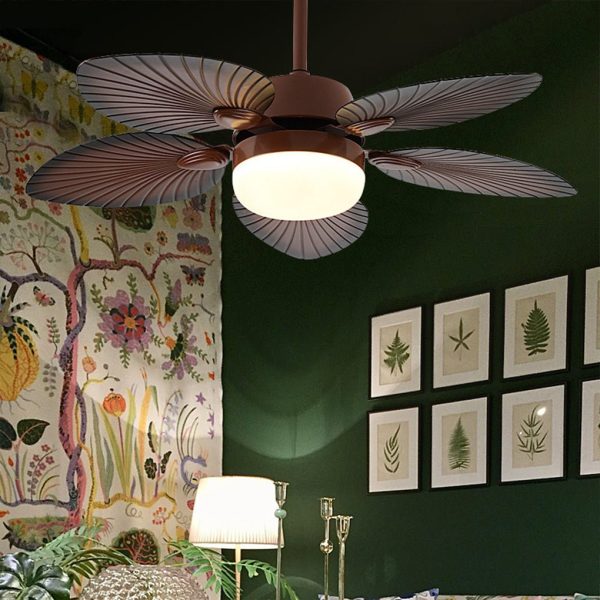 Antique Retro Led Three Color Dimming Ceiling Fan Lamp with Remote Control - Image 2