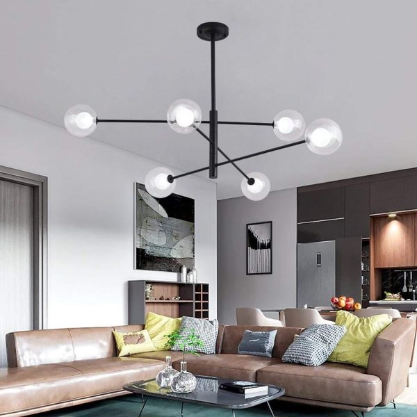 Linear Sputnik Chandelier Black Living Room Chandelier Ceiling Lights - Image 3