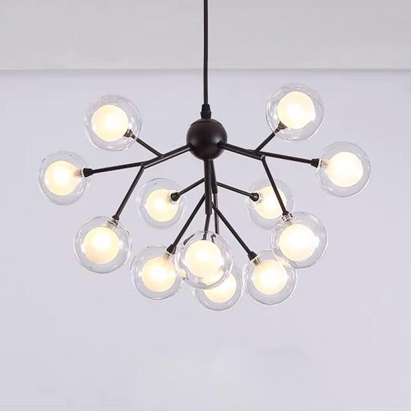 Sputnik Cluster Chandelier Light Metal Glass LED Chandelier 12 Bulbs - Image 7