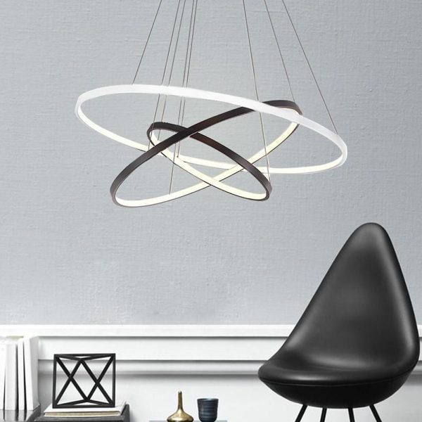 Adjustable Circles LED Dimmable with Remote Modern Chandeliers Pendant Light - Image 4