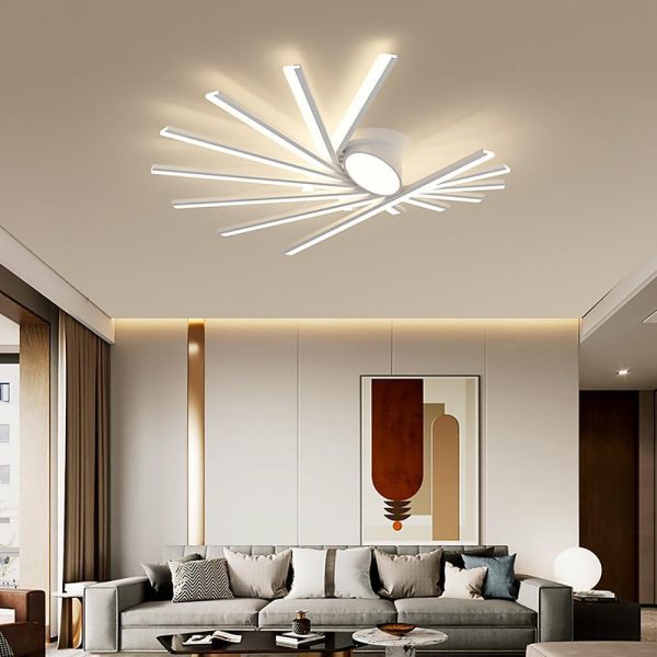 Creative Linear Oval Sticks LED White Modern Flush Mount Ceiling Light