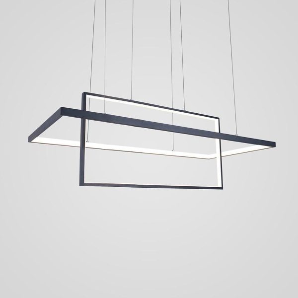 2 Rectangular LED Black Modern Pendant Lighting Hanging Ceiling Lights - Image 9