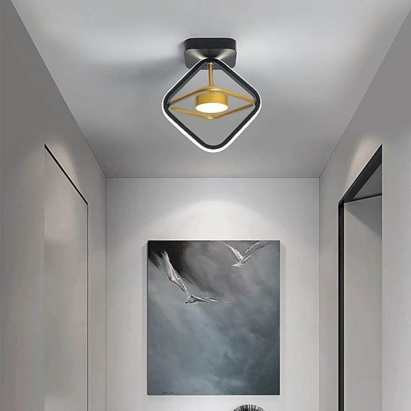 Circle Square Dimmable LED Modern Entry Ceiling Light Flush Mount Lighting - Image 4