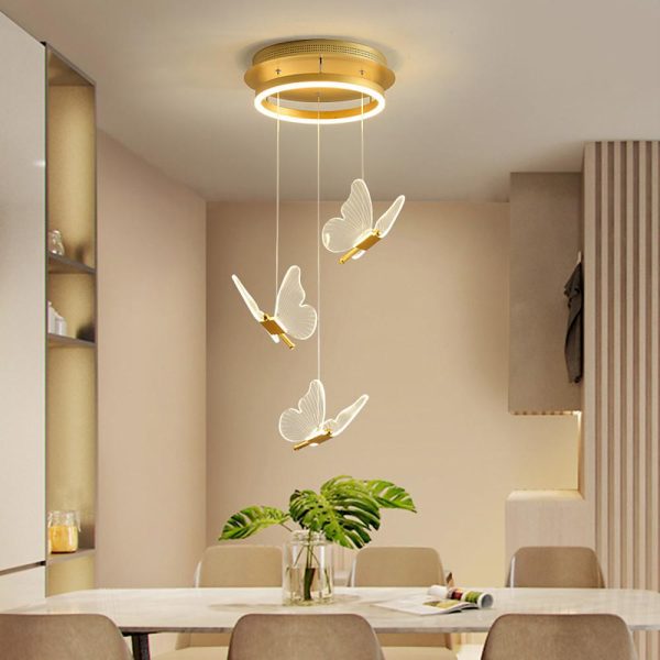 Butterfly Shapes Design Pendant Lighting Acrylic Metal Island LED Living Room Ceiling Lights - Image 5