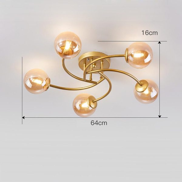 5-light Glass Globe Design Swirled Metal LED Modern Ceiling Lights - Image 19