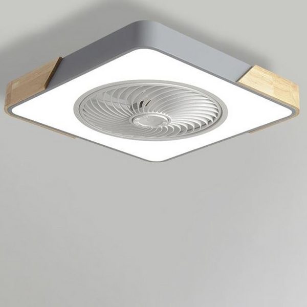 Round Square Integrated LED Bladeless Ceiling Fan Light with Remote Control - Image 8