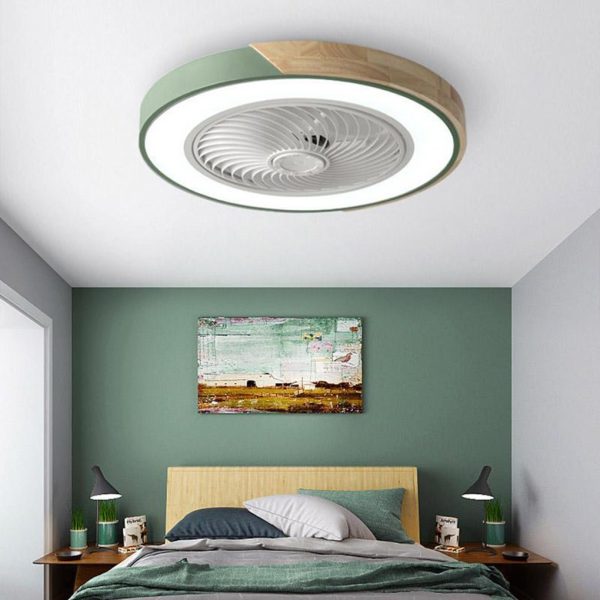 Round Square Integrated LED Bladeless Ceiling Fan Light with Remote Control - Image 2