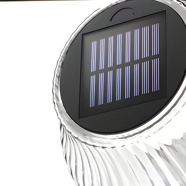Black Metallic Arm Solar Outdoor Wall Light - Adjustable Glass Shade - Image 5
