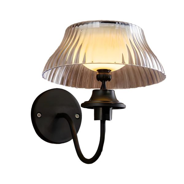 Black Metallic Arm Solar Outdoor Wall Light - Adjustable Glass Shade - Image 7