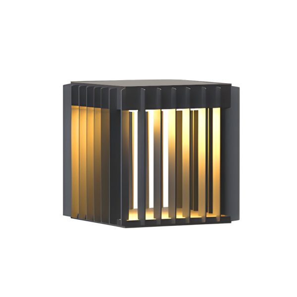 Black Square Pier-Mount Outdoor Post Light Garden Wired Solar Pillar Light - Image 8