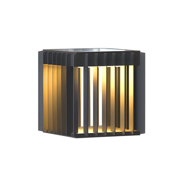 Black Square Pier-Mount Outdoor Post Light Garden Wired Solar Pillar Light - Image 9