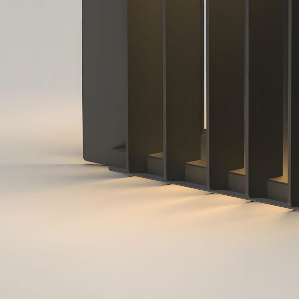 Black Square Pier-Mount Outdoor Post Light Garden Wired Solar Pillar Light - Image 6