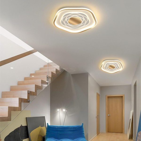 Hexagonal Acrylic Abstract LED Flush Mount Ceiling Light for Bedroom - Image 4