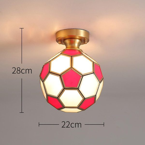 Football Electroplated Copper Glass LED Modern Ceiling Lights Flush Mount Lighting - Image 3