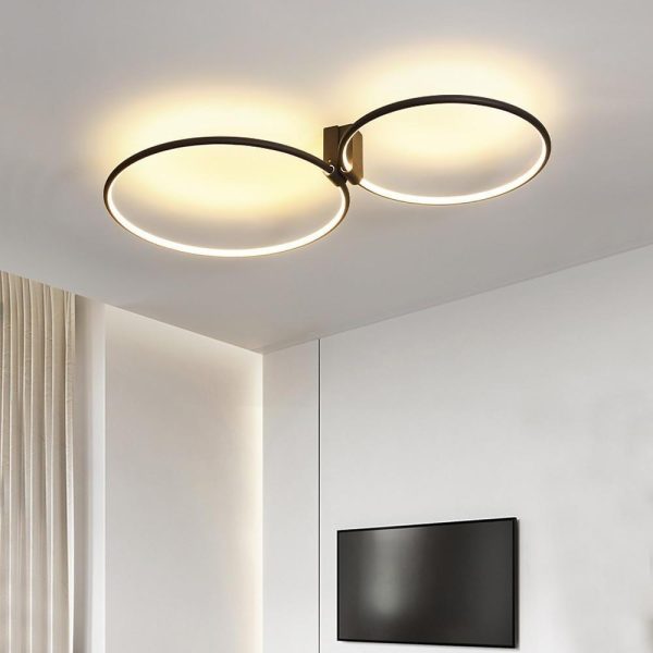 2 Circle Metal Abstract LED Flush Mount Ceiling Light for Bedroom - Image 2