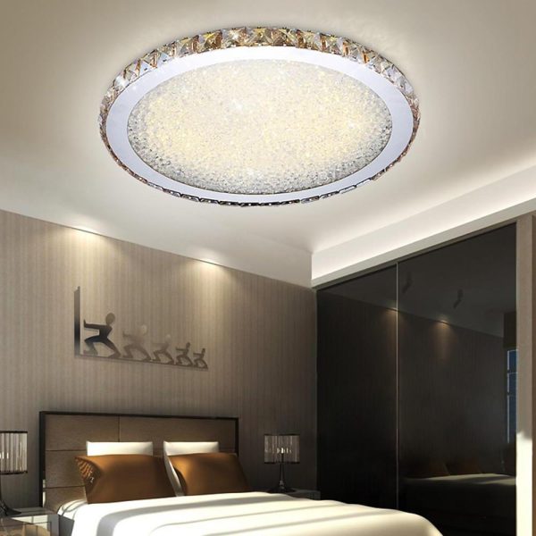 16'' Rounded Antique Painted Metal Crystal LED Modern Ceiling Lights - Image 3