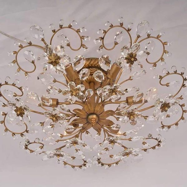 6-light Crystal Flower LED Modern Chandeliers Flush Mount Ceiling Light - Image 2