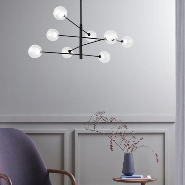 Linear Sputnik Chandelier Black Coolest Chandeliers for Living Room 8 Bulbs - Image 5