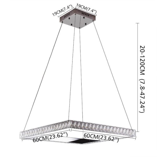 Square Electroplated Crystal Metal LED Modern Chandeliers Pendant Light - Image 8