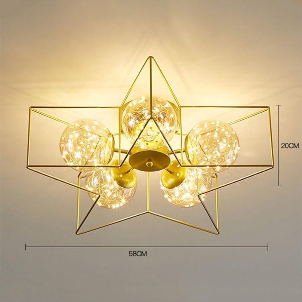 5 Light 5-pointed Star Design LED Modern Flush Mount Ceiling Lighting - Image 6