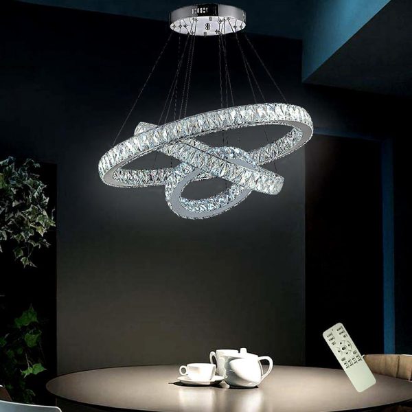 Interwoven Circle Design Chandelier Large Foyer Metal Crystal Ceiling Light - Image 2
