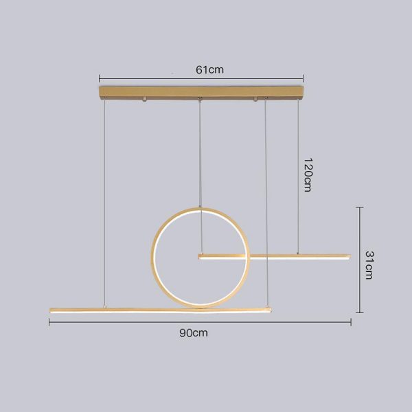 Circle Linear Design LED Modern Chandelier Hanging Ceiling Lights - Image 8