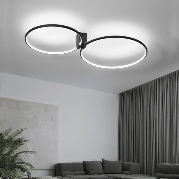 2 Circle Metal Abstract LED Flush Mount Ceiling Light for Bedroom - Image 3