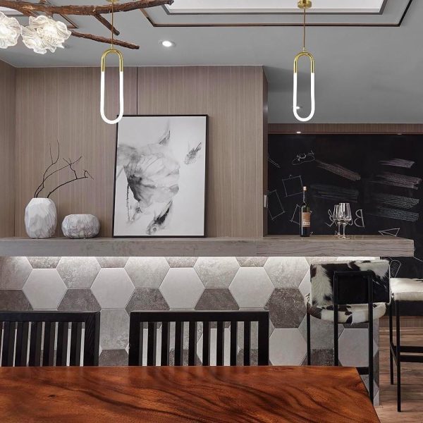 Rounded Rectangle LED Modern Island Lights Hanging Lamp Pendant Light - Image 3