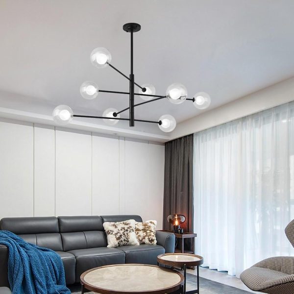 Linear Sputnik Chandelier Black Coolest Chandeliers for Living Room 8 Bulbs - Image 3