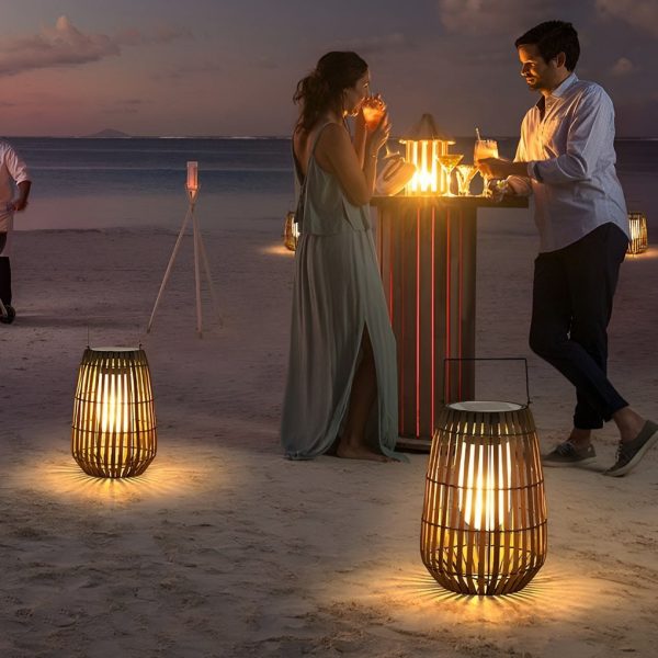 Rattan Portable Lantern Shaped LED Waterproof Solar Outdoor Lights - Image 3