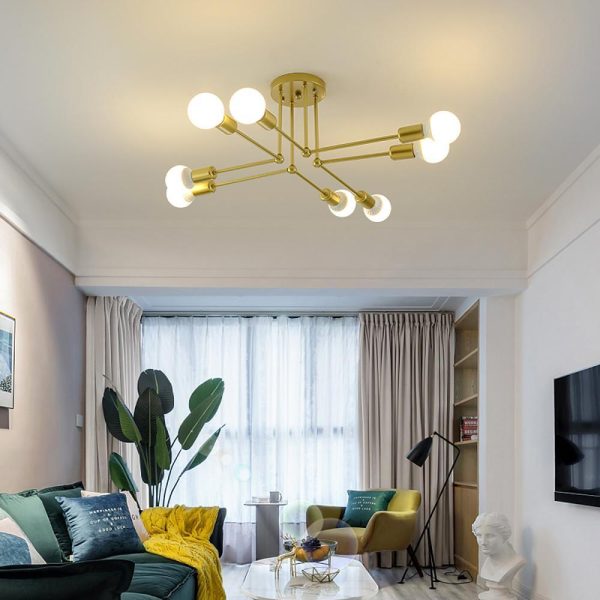 8 Light Modern Linear Gold Flush Mount Light Metal LED Ceiling Light - Image 2