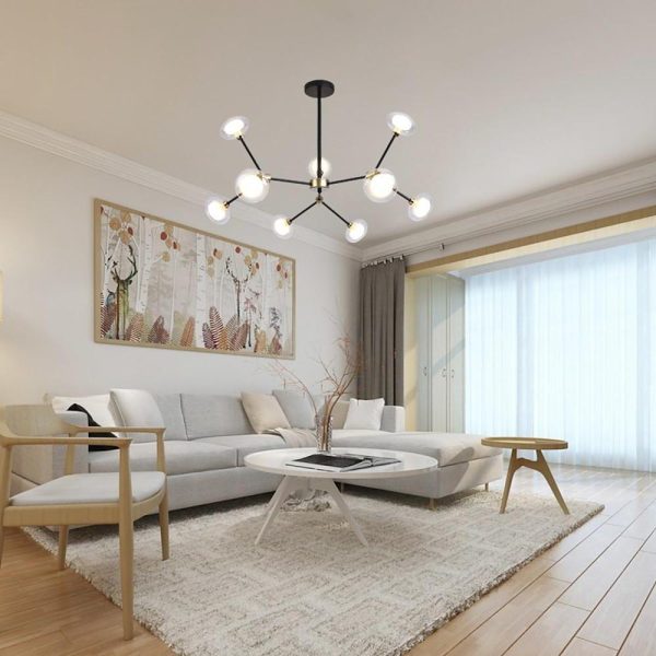 9-light Glass LED Nordic Sputnik Chandeliers Hanging Ceiling Lights - Image 3