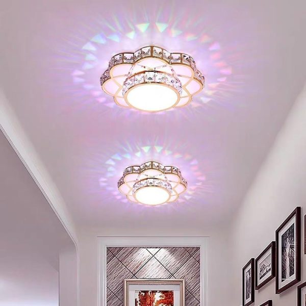 Flower Effect Metal Crystal LED Flush Mount Ceiling Light for Hallway Entryway Lighting - Image 4
