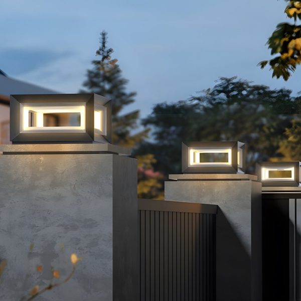 Creative Square Frame Waterproof Black Modern Solar Fence Post Lights - Image 4