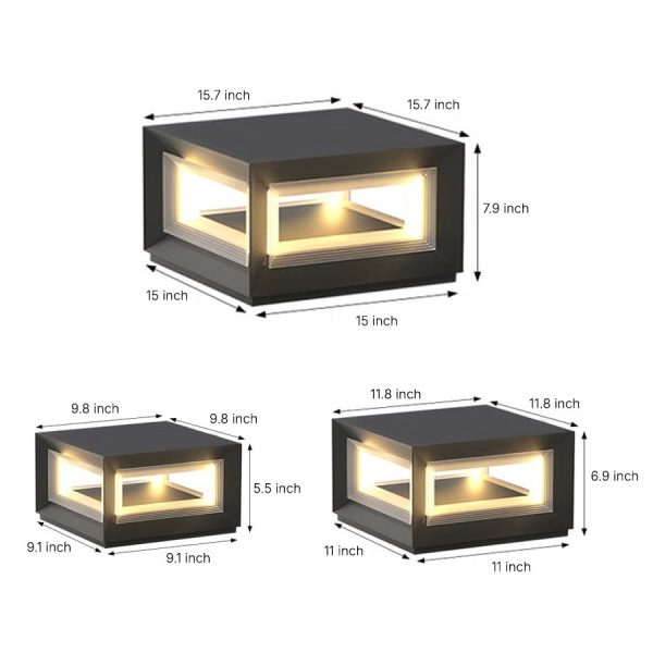 Creative Square Frame Waterproof Black Modern Solar Fence Post Lights - Image 6