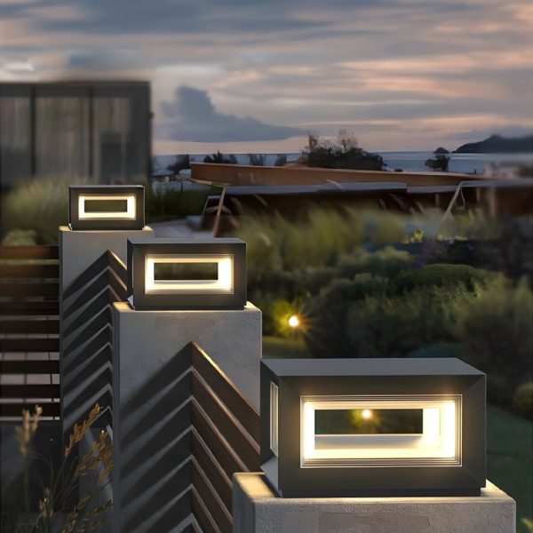 Creative Square Frame Waterproof Black Modern Solar Fence Post Lights - Image 2
