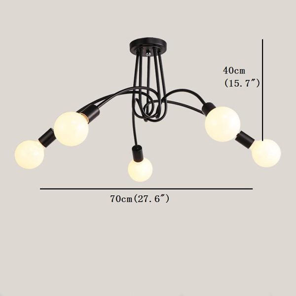 5-Light Twisted Metal Frame LED Vintage Hanging Ceiling Lights Chandeliers - Image 4