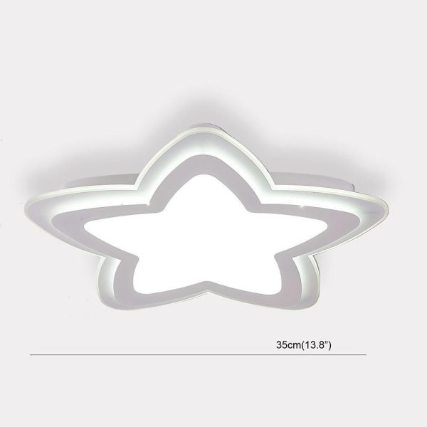 Star Shape Metal Flush Mount White Ceiling Light with a Finish and Single LED Light - Image 7