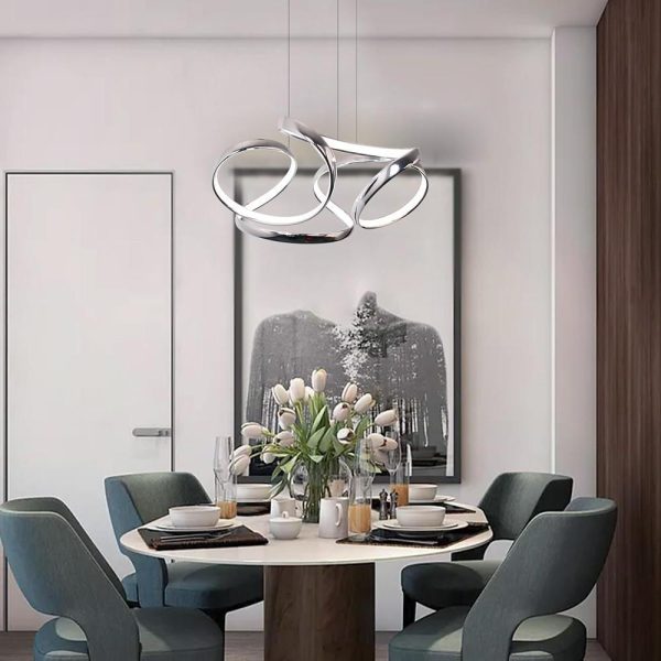Artistic Curved Flower Shaped LED Modern Chandelier Hanging Lamp Pendant Light - Image 2