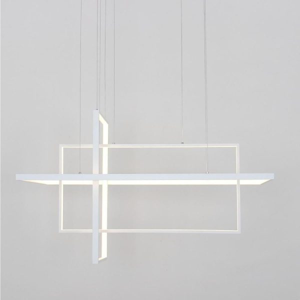 31.5'' Three-Part Futuristic Square Rectangular Hybrid Aluminum Chandelier with Capable Ambient Lights - Image 14