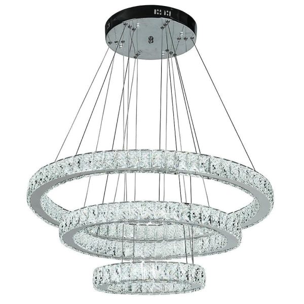 Modern 3 Tiers Circles Suspended Chandelier with Crystal Accents - Image 8