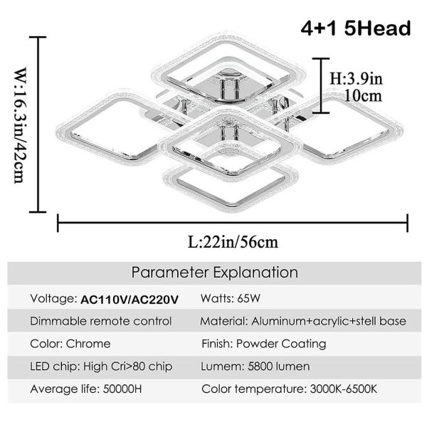 5 Square LED Modern Ceiling Lights Fixture Flush Mount Lighting Ceiling Lamp - Image 12