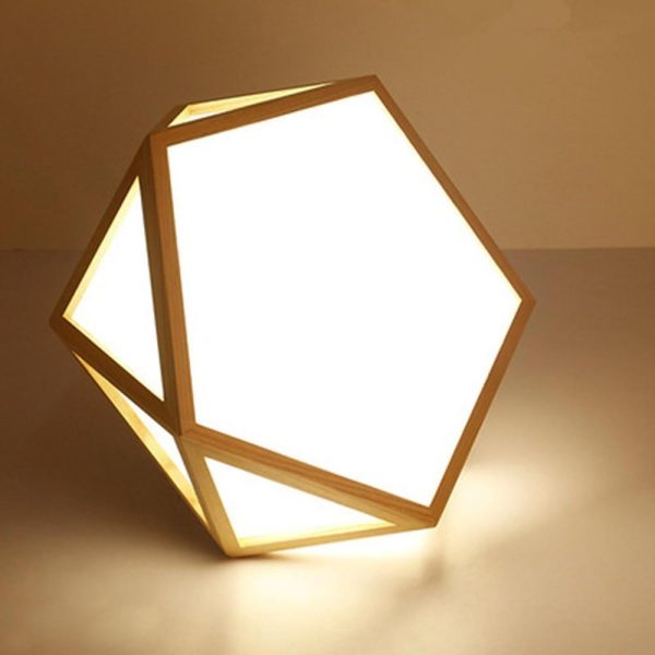 Geometric Shape Rustic Flush Mount Ceiling Light Bamboo Acrylic LED Light - Image 4