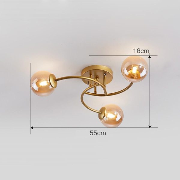 5-light Glass Globe Design Swirled Metal LED Modern Ceiling Lights - Image 21