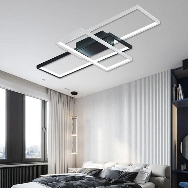 Multi Rectangle Large Flush Mount Ceiling Light with 3 Integrated Tiered Lights - Image 15