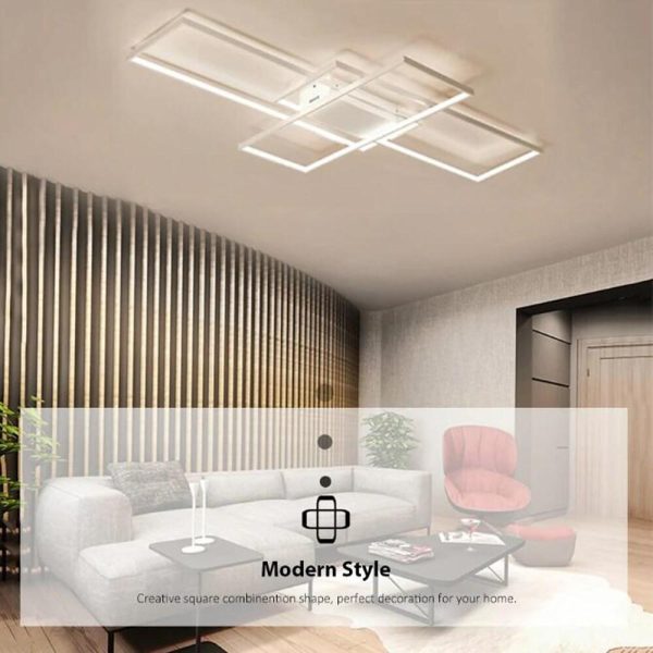 Multi Rectangle Large Flush Mount Ceiling Light with 3 Integrated Tiered Lights - Image 7